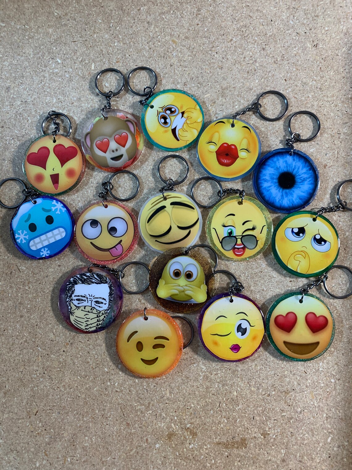 Emoji Keychain Circle Keychain Acrylic Keychain Funny Etsy