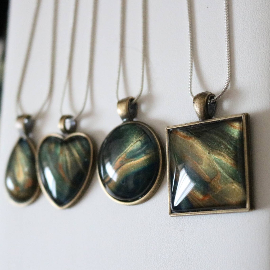 Pendant Necklace Handmade Jewelry Fluid Art Acrylic Pour Etsy