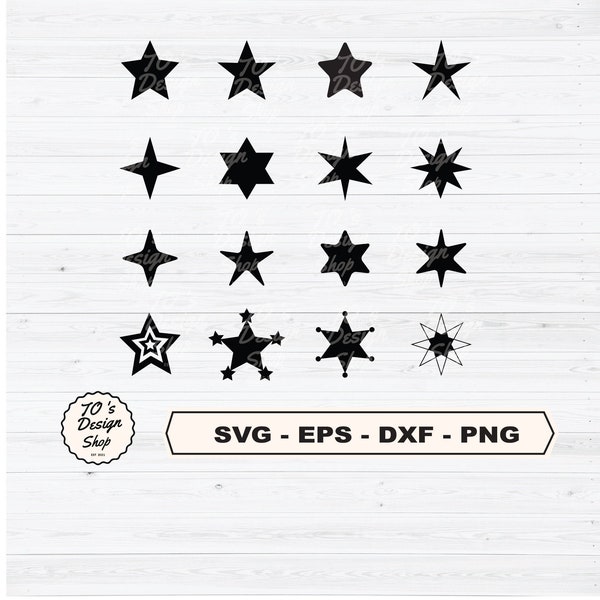 16 stars svg, stars set svg, star Cricut Cut File, Star cut file,  Star svg files for silhouette svg, STAR GLITTER SVG