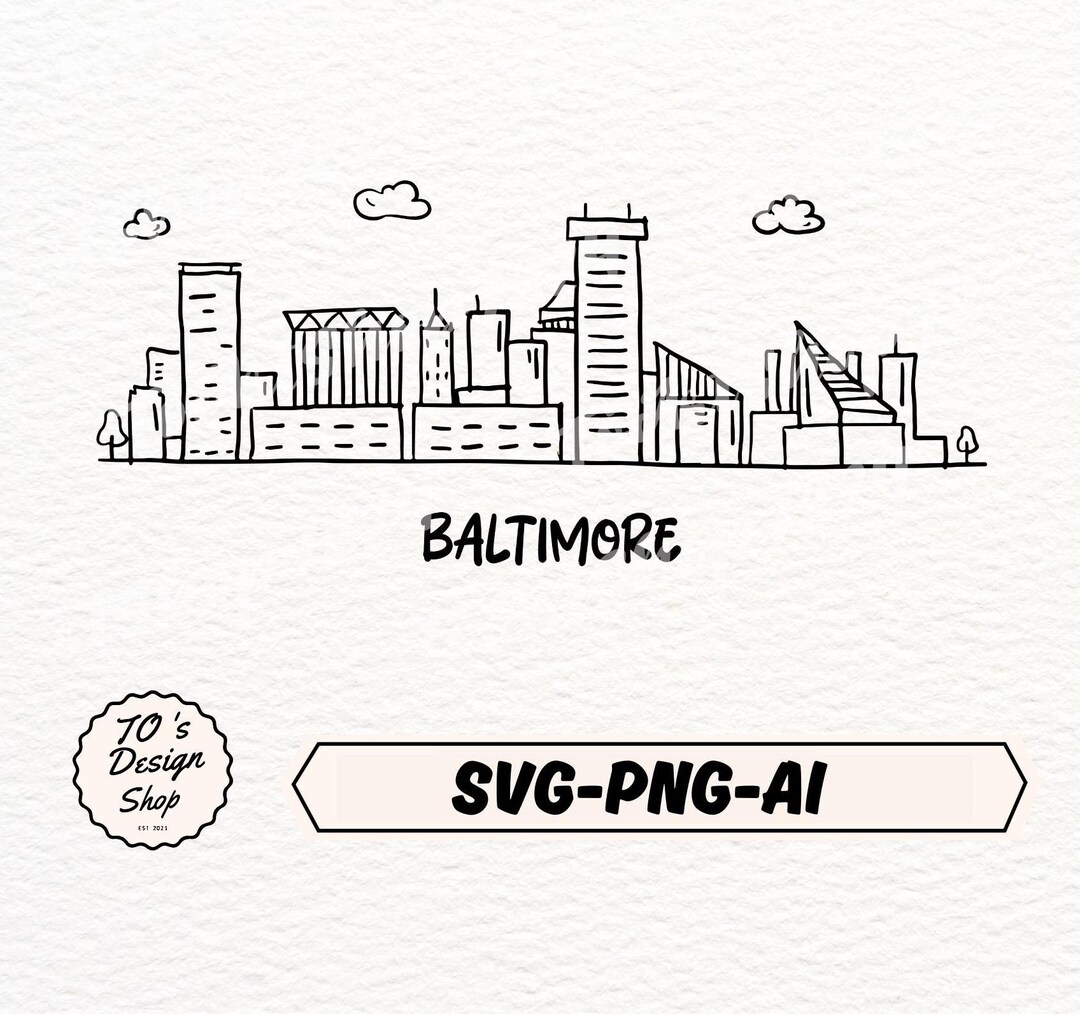 Baltimore Skyline SVG | City Clipart Vector for Wall Art, Shirts & DIY ...