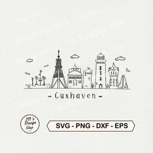 Cuxhaven Skyline Germany, Cuxhaven illustrated SVG, cute Cuxhaven City Vector, Cuxhaven  svg, png, eps, dxf