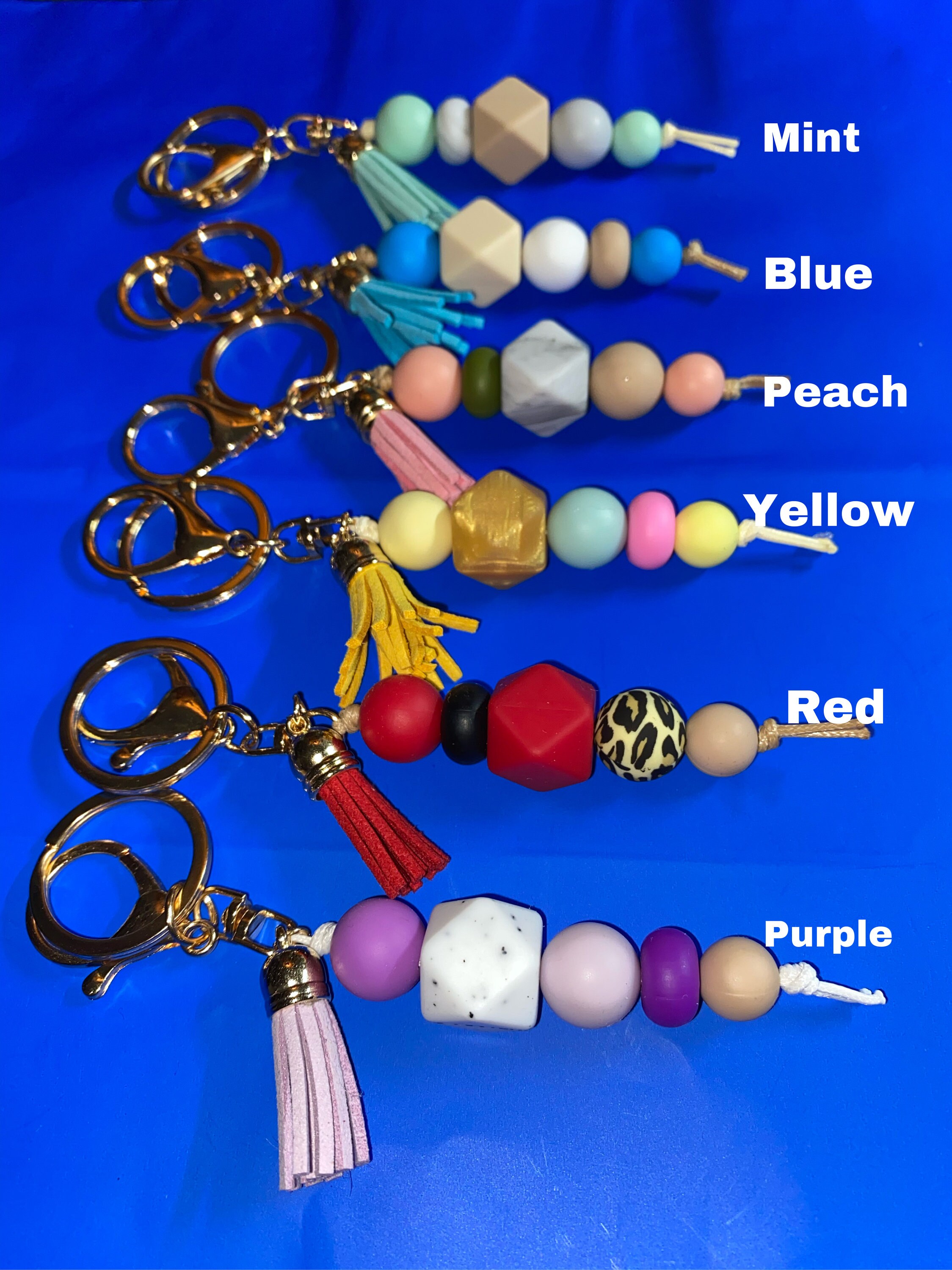 Silicone Keychains Silicone Beads Beaded Keychains Etsy