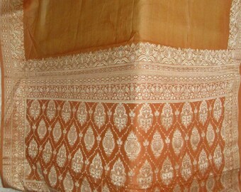 100% Pure Vintage Sari Pure Silk Fabric Woven BEAUTY Craft Fabric India WEARABLE Brown W36  21SEP3101