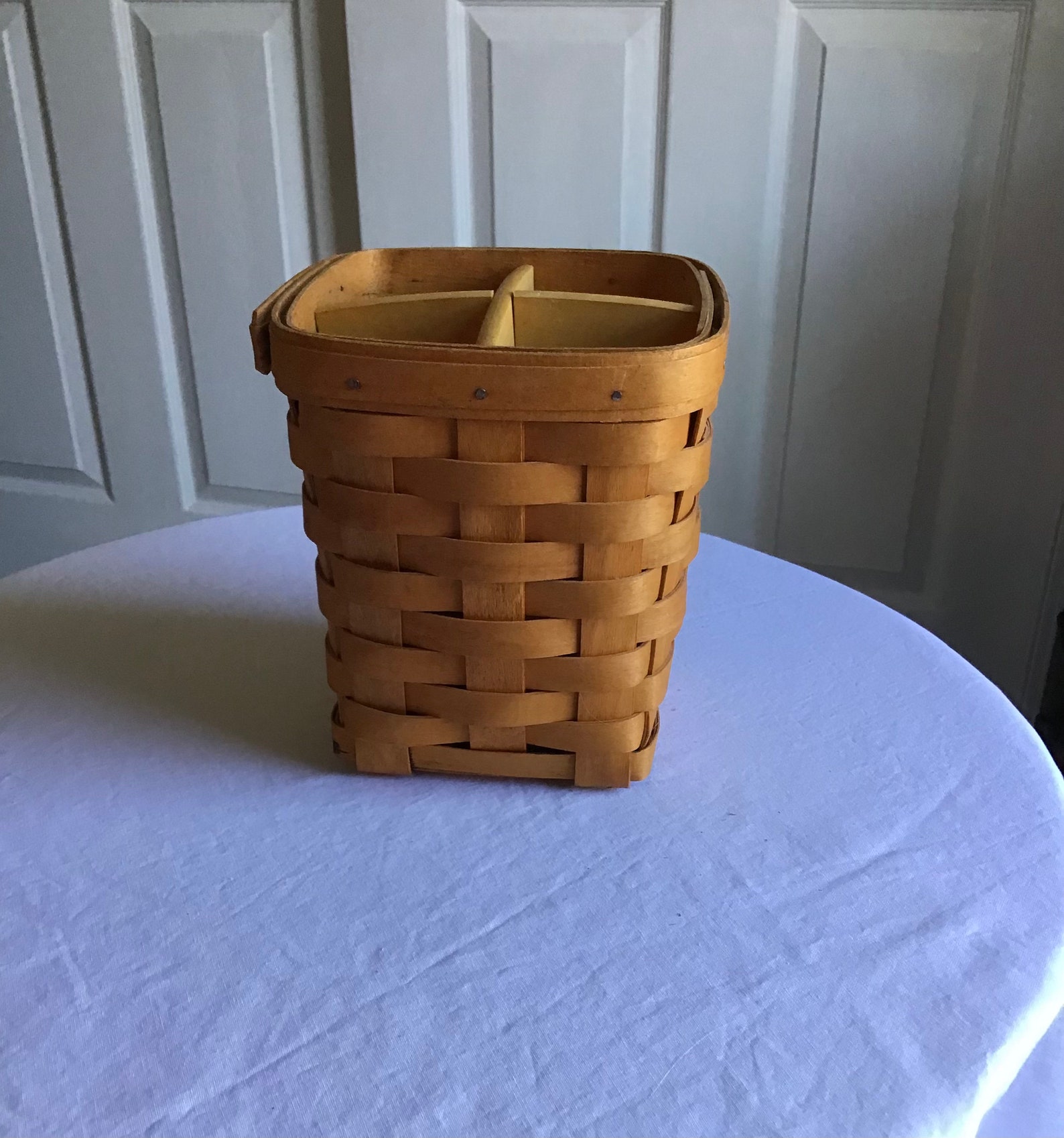 Longaberger 1997 Tall Square Basket With Four Way Divider Etsy
