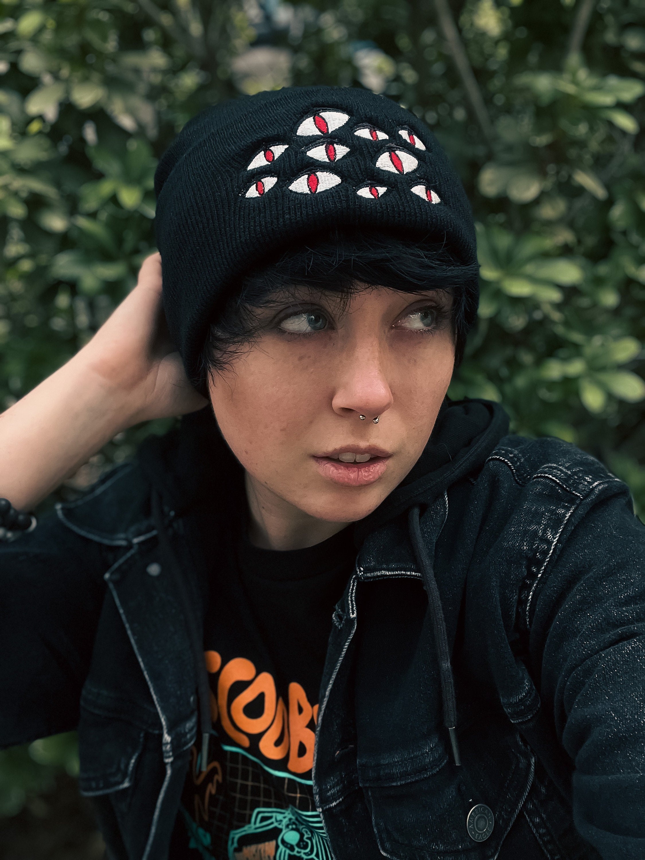 Monster Eyes Beanie Demon Eyes Beanie Embroidered Beanie Etsy