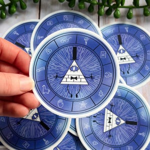Pegatina de vinilo mate con la rueda de Bill Cipher