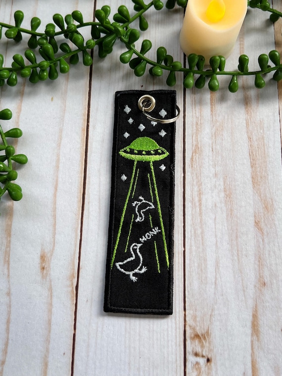 Silly Goose Alien Abduction Jet Tag Keychain