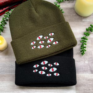 Monster Eyes Beanie | Demon Eyes Beanie | Embroidered Beanie