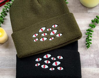 Monster Eyes Beanie | Demon Eyes Beanie | Embroidered Beanie