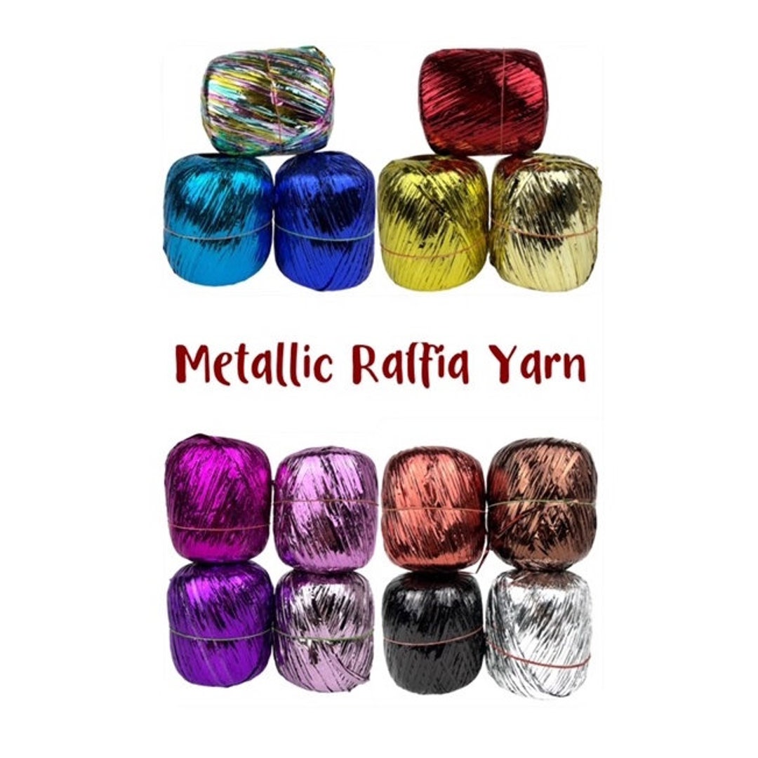 Metallic Raffia Yarn, Raffia Crochet Yarn,raffia Ribbon, Shiny Raffia