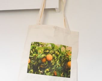 Lemon tote bag- summer bag, lemon tree tote, aesthetic, beach bag, shopping bag, handbag, cotton shoulder bag,