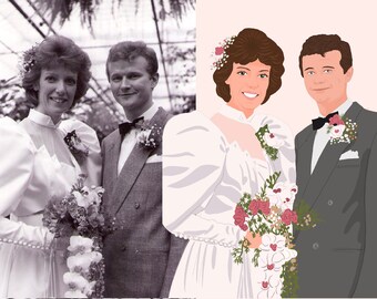 Custom Wedding Illustration | Digital Wedding Portrait | Wedding portrait | Couple portrait | Couple illustration | wedding illustration