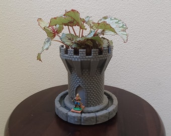Tower Plant Pot with Working Drawbridge and Moat
