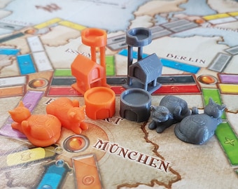 3D Orcs Cat Themed Pieces for Games like Ticket to Ride