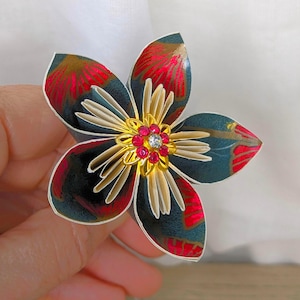 Emerald Botanical Paper Flower Fairy Lights, Japanese Style Room Decor