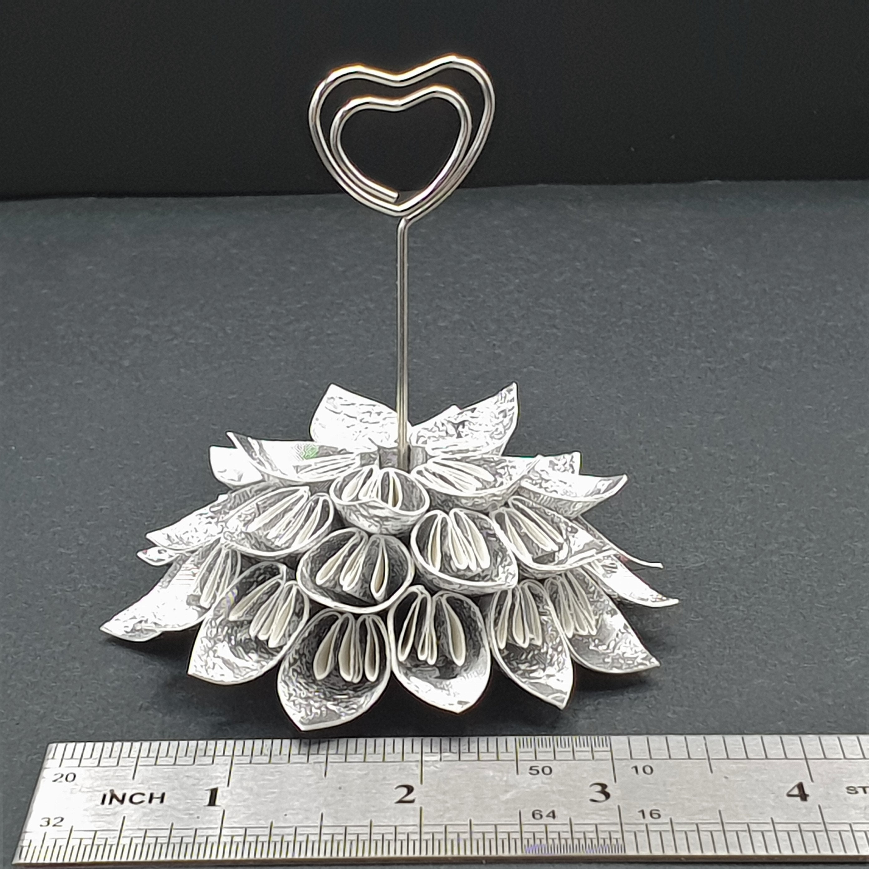 10 Silver Flower Place Card Holders With Heart Card Holder Etsy UK