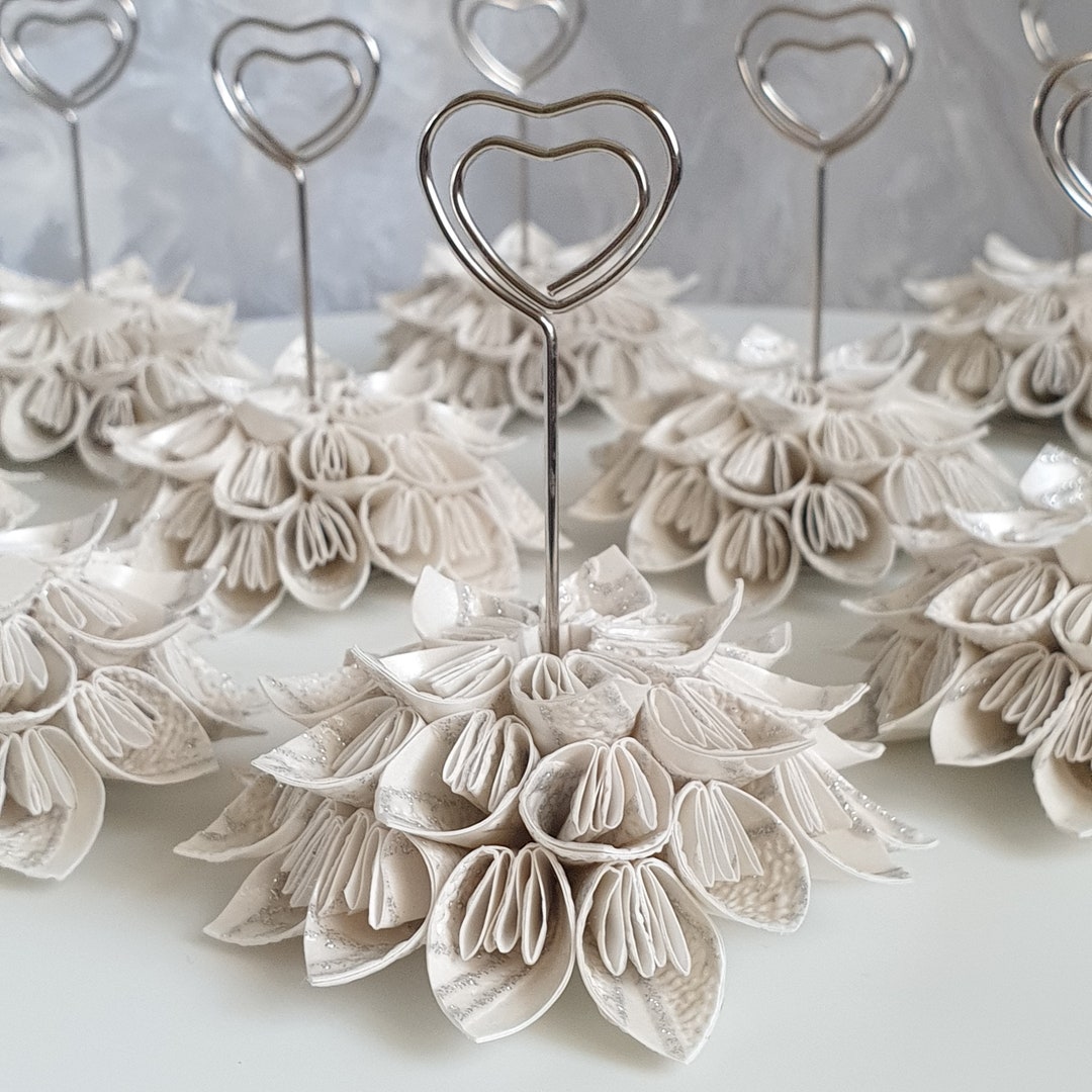 Boho White Floral Table Number Holder for Christmas Wedding Reception