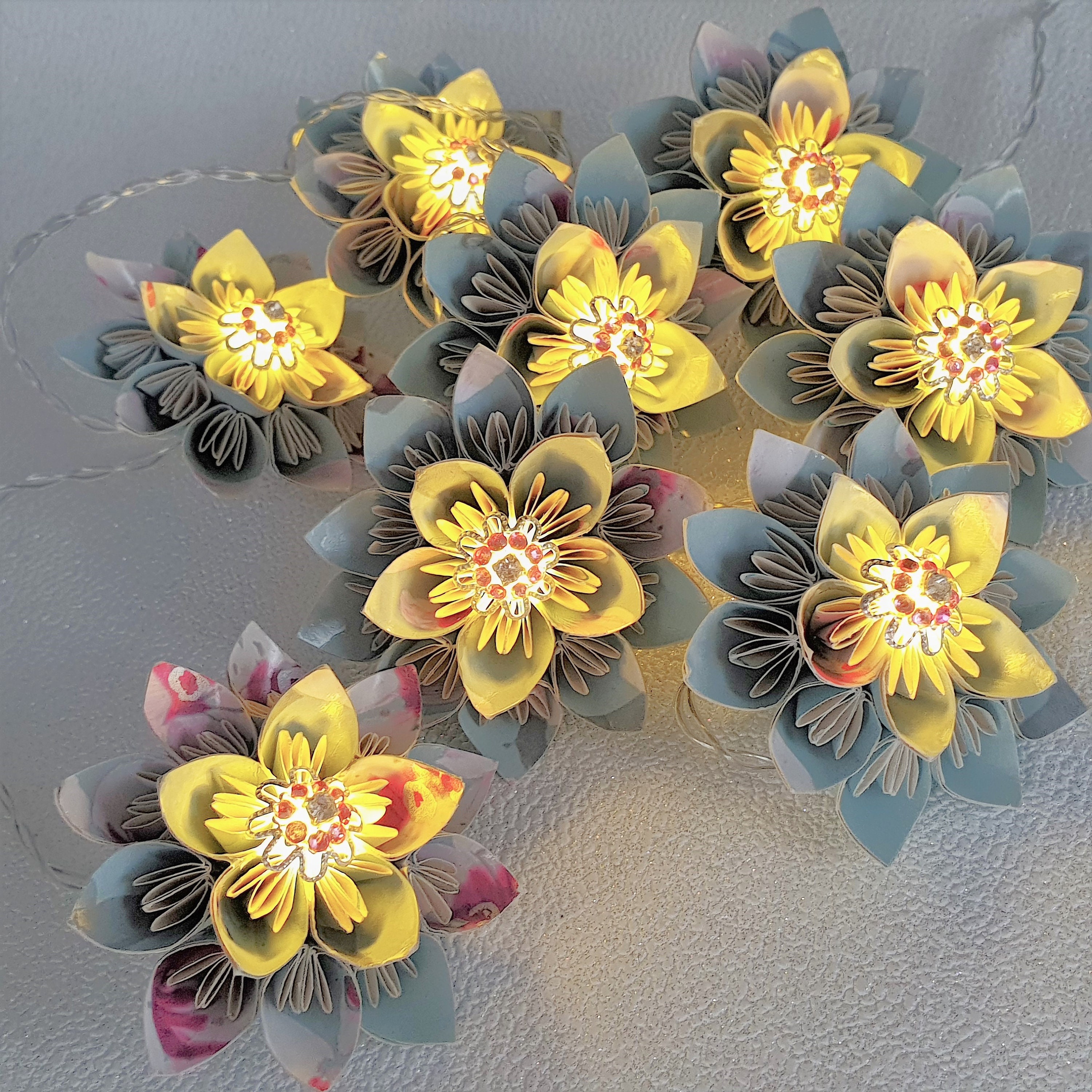 Cherry Blossom Garland With Origami Flower Lights for Mantle Etsy UK