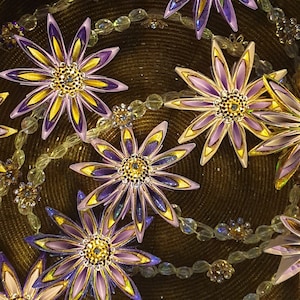 Paper Starflower Fairy Light Garland, Unique Mother's Day Gift for her, Purple Lilac Gold LED Origami Flower Lights Anniversaries, Weddings