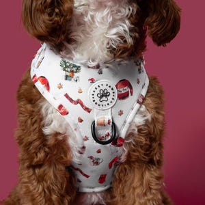Peppermint Mocha Christmas Dog Harness: Adjustable Holiday Puppy Accessory