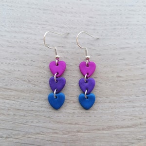 Bisexual flag heart dangle earrings | Gift for Pride | Coming out gift | gift for Bisexual