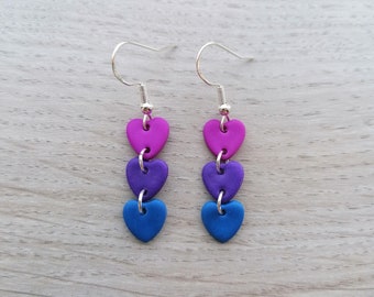 Bisexual flag heart dangle earrings | Gift for Pride | Coming out gift | gift for Bisexual