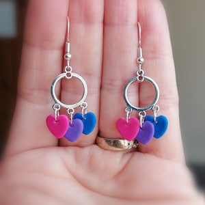 Bisexual flag heart dangle earrings | Gift for Pride | Coming out gift | gift for Bisexual Bisexual hoop earrings