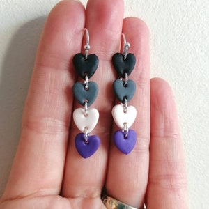 Asexual flag heart dangle earrings | Gift for Pride | Coming out gift | gift for asexual | Ace earrings