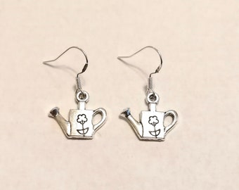 Gardening watering can dangle earrings with 925 sterling silver hooks | garden lover gift | gardening gift