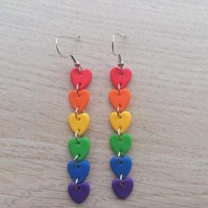 Rainbow heart Pride dangle earrings | Gift for Pride | Coming out gift