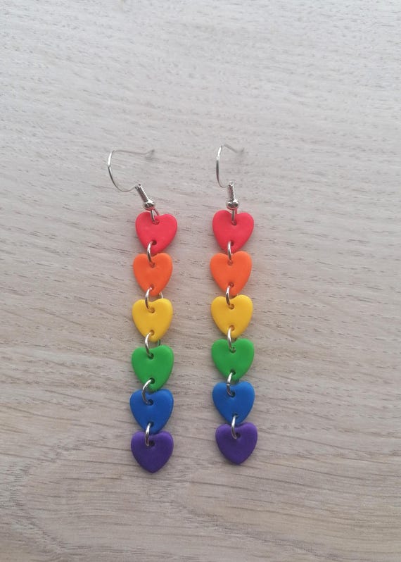 Rainbow heart Pride dangle earrings | Gift for Pride | Coming out gift