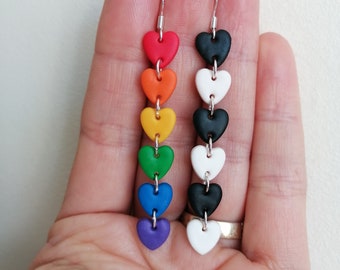 Straight ally earrings | Rainbow flag heart Pride dangle earrings | Gift for Pride | Gay Ally earrings | Pride Ally gift