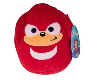 Knuckles 8" Squishmallow Sonic Plush, Sega Official Stuffed Animal, Red Echidna Kellytoy Gamer Gift New with Tags