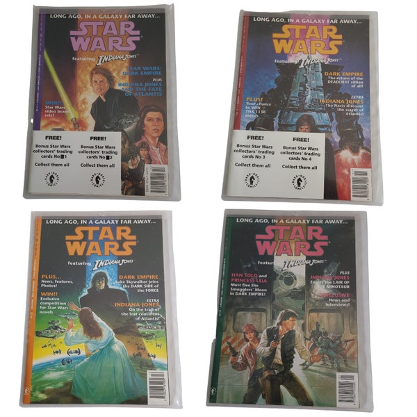 Vintage-Set van 4- 1992-1993 Dark Horse Comics Star Wars Issues 1-4 met Indiana Jones
