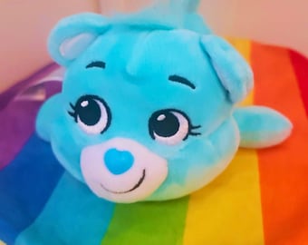 7" Wish Bear Care Bears Cutetitos Plush 2022 Basic Fun Blue Wish Bear Cutetito Blanket Set Collectible