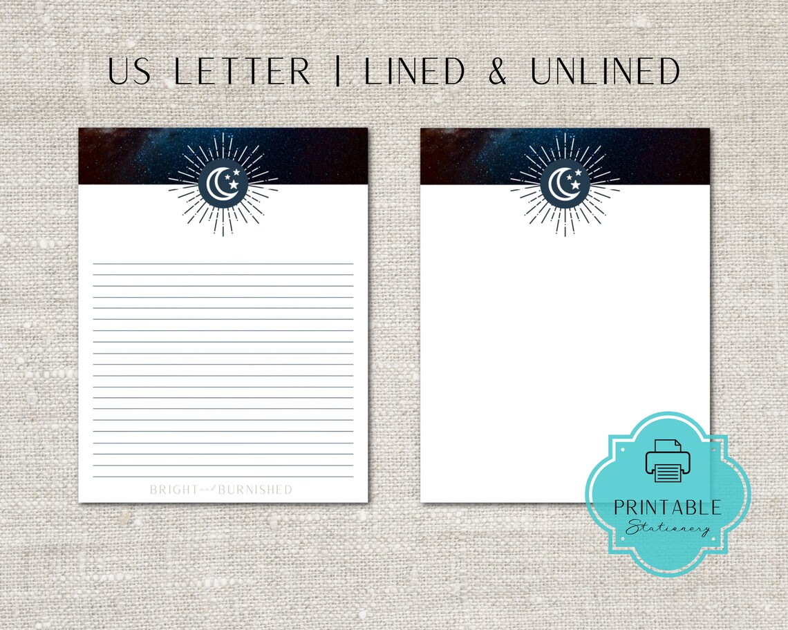 Moon and Stars Printable Stationery Galaxy Letter Writing | Etsy