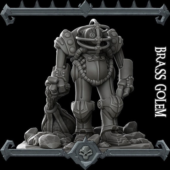 Brass Golem Miniature 28mm/32mm scale Gray Resin D&D DND Etsy