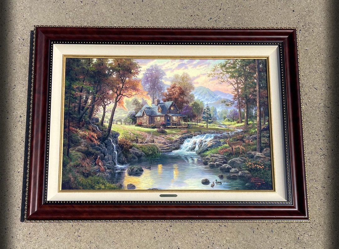 Thomas Kinkade mountain Retreat Limited Edition Canvas Print Signed thomas-kinkade-mountain-retreat-limited-edition-canvas-print-signed