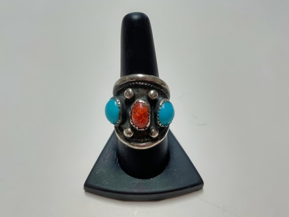 Vintage Handmade Jewelry, Turquoise Coral Sterlin… - image 9