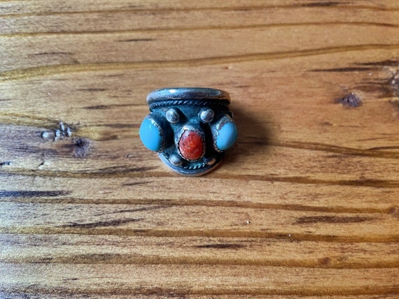 Vintage Handmade Jewelry, Turquoise Coral Sterlin… - image 1