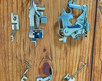 Vintage SINGER Sewing Machine Attachments: Ruffler, Guide, Presser Foot - Lot of 6