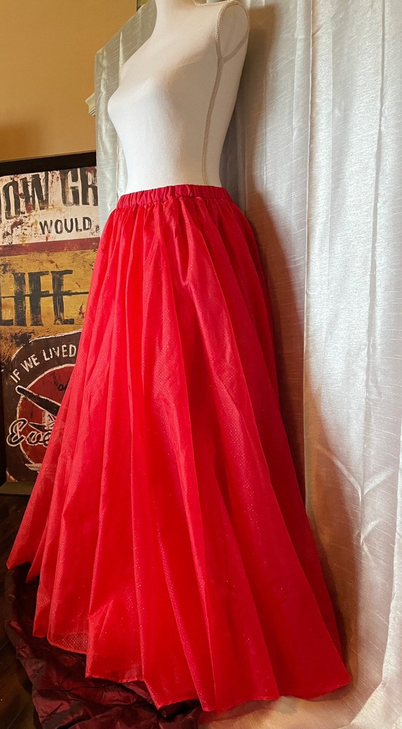 Handmade Long Red Tulle Skirt Full Length, 28 34waist, 40 Length ...