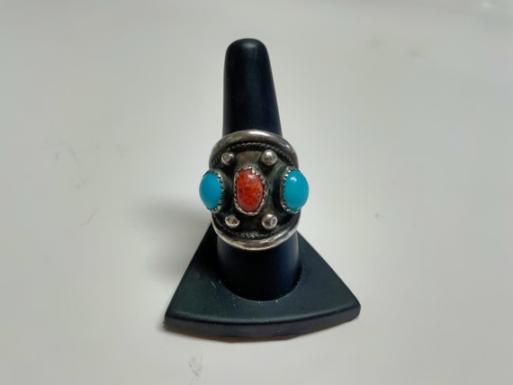 Vintage Handmade Jewelry, Turquoise Coral Sterlin… - image 3