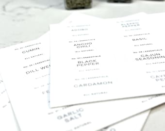 Pre-printed Label Collection (63 most popular spices on oil & waterproof labels)