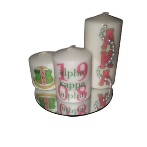 Pink & Green | Pearls | Rush Gifts | Sorority Candle Set