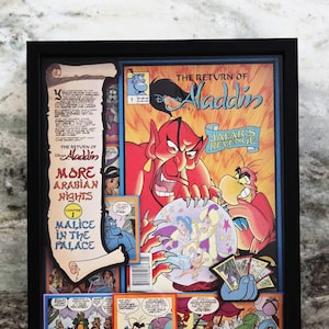 Aladdin Custom-Made Shadow Box, Original Comic Book, Collectible Wall Art, Aladdin Framed Picture, Cartoon Wall Decor, Disney Art, Jasmine