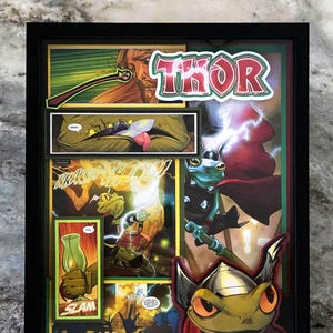 Thor Comic Book Shadow Box Art Featuring Throg:  Collectible Superhero Wall Decor