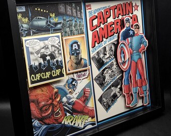 Captain America Comic Book Shadow Box Art: 3D Collectible Wall Decor