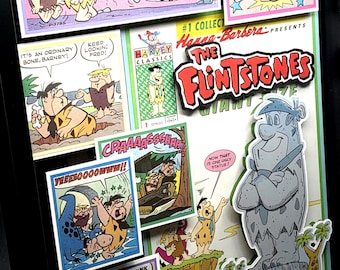 The Flintstones Comic Book Shadow Box Art, 3D Collectible 80s Wall Decor