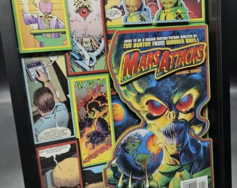 Mars Attacks Comic Book Shadow Box: Collectible Sci-Fi Space Age Vintage Wall Art